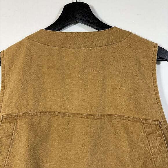 Vintage Vest J Crew 1980s Fishing Hunt Duck Utility Brown Tan Countryside Chic L - Picture 10 of 12